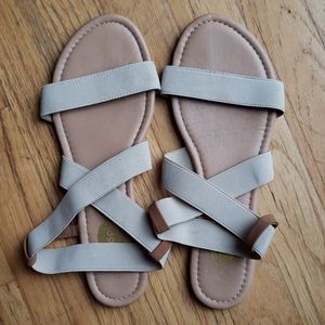Womens nude flat sandals